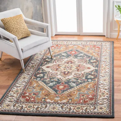 Safavieh Heritage Hand Made Area Rug, Dark Green / Brown Traditional Style Non-shedding In Multi