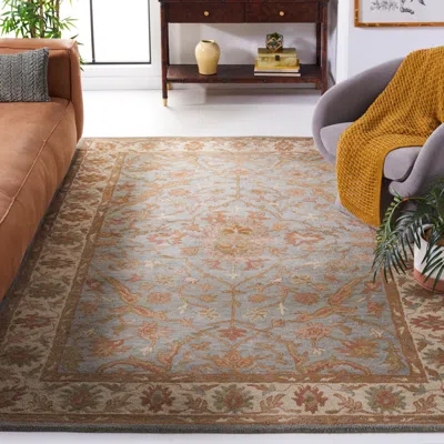Safavieh Heritage Hand Made Area Rug, Light Blue / Ivory Traditional Style Non-shedding In Brown