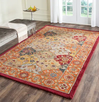 Safavieh Heritage Hand Made Area Rug, Multi / Red Traditional Style Non-shedding
