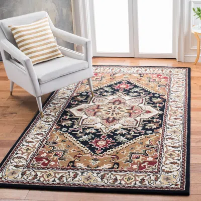 Safavieh Heritage Hand Made Area Rug, Navy / Brown Traditional Style Non-shedding In Multi