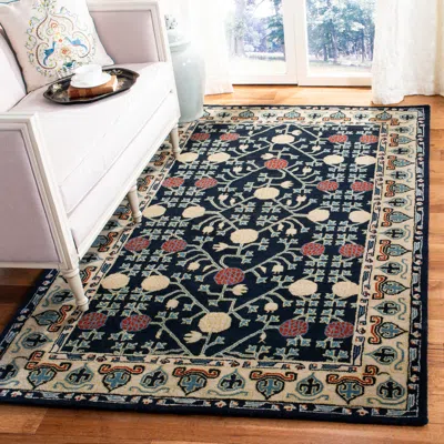 Safavieh Heritage Hand Made Area Rug, Navy / Ivory Traditional Style Non-shedding In Multi