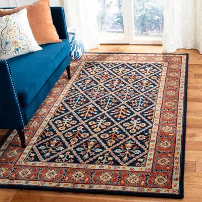 Safavieh Heritage Hand Made Area Rug, Navy / Red Traditional Style Non-shedding In Multi