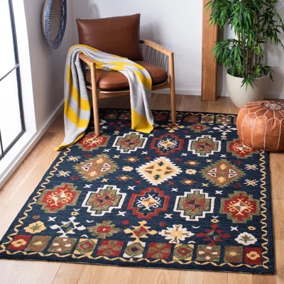 Safavieh Heritage Hand Made Area Rug, Navy / Red Traditional Style Non-shedding In Multi