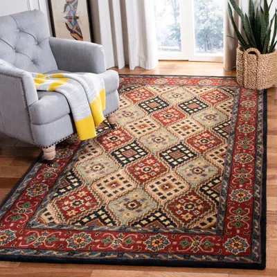 Safavieh Heritage Hand Made Area Rug, Red / Beige Traditional Style Non-shedding In Multi