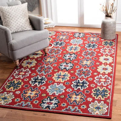Safavieh Heritage Hand Made Area Rug, Red / Blue Traditional Style Non-shedding In Multi