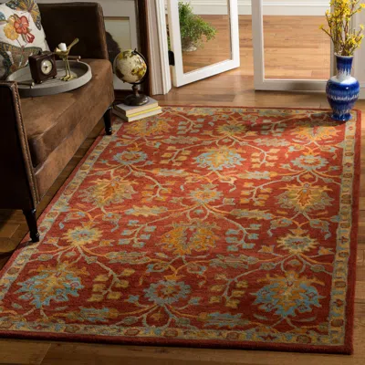 Safavieh Heritage Hand Made Area Rug, Red / Multi Traditional Style Non-shedding