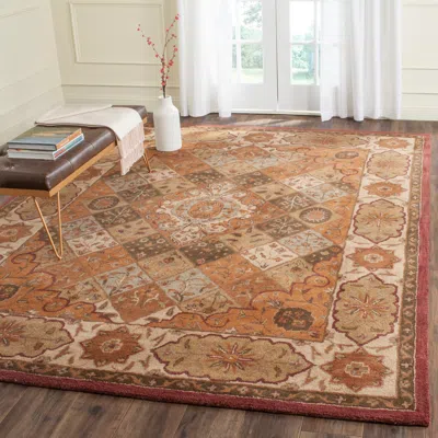 Safavieh Heritage Hand Made Area Rug, Rust / Ivory Traditional Style Non-shedding In Brown