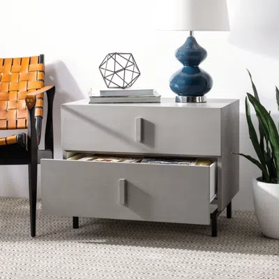 Safavieh Herschel Mid Century Scandinavian Lacquer Two Drawer Cabinet In Gray