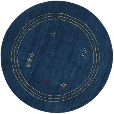 Safavieh Himalaya Collection Patrick Border Round Area Rug In Blue