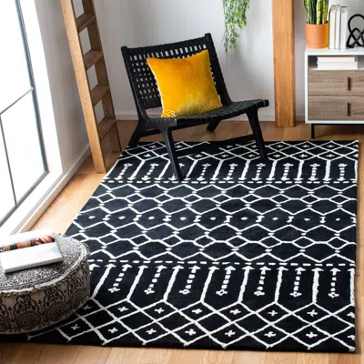 Safavieh Himalaya Hand Made Area Rug, Black / Ivory Bohemian Style Non-shedding In Blue