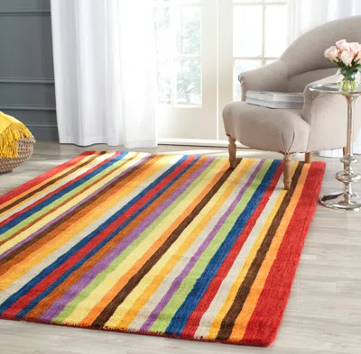 Safavieh Himalaya Hand Made Area Rug, Red / Multi Contemporary Style Non-shedding