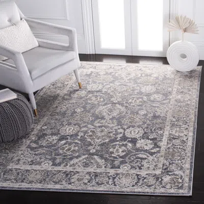 Safavieh History Machine Made Area Rug, Dark Grey / Ivory Traditional Style Easy Care In Gray