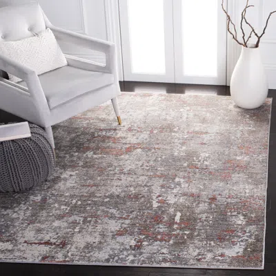 Safavieh History Machine Made Area Rug, Light Grey / Terracotta Contemporary Style Easy Care In Gray