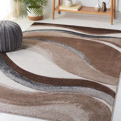 Safavieh Hollywood Machine Made Area Rug, Brown / Ivory Contemporary Style Easy Care In Multi