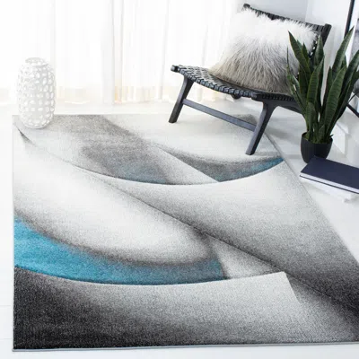 Safavieh Hollywood Machine Made Area Rug, Grey / Blue Contemporary Style Easy Care In Gray