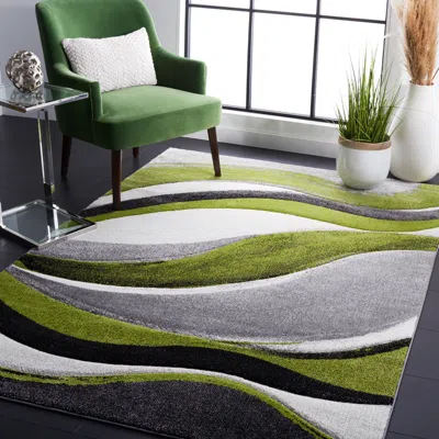 Safavieh Hollywood Machine Made Area Rug, Grey / Green Contemporary Style Easy Care In Multi