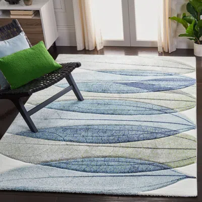 Safavieh Hollywood Machine Made Area Rug, Ivory / Blue Green Contemporary Style Easy Care