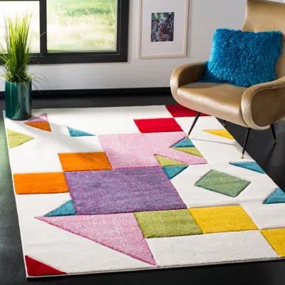 Safavieh Hollywood Machine Made Area Rug, Ivory / Rose Contemporary Style Easy Care In Multi