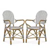 Safavieh Hooper Indoor-outdoor Stacking Arm Chair, Set Of Two In Black/white/light Brown