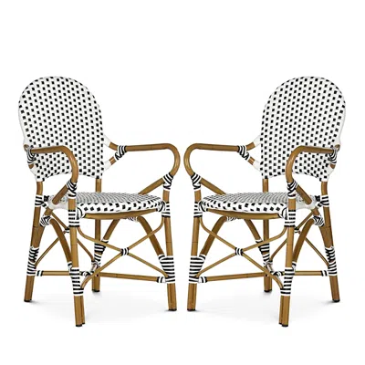 Safavieh Hooper Indoor-outdoor Stacking Arm Chair, Set Of Two In Black/white/light Brown