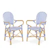 Safavieh Hooper Indoor-outdoor Stacking Arm Chair, Set Of Two In Blue/white/light Brown