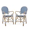 Safavieh Hooper Indoor-outdoor Stacking Arm Chair, Set Of Two In Navy/white/light Brown