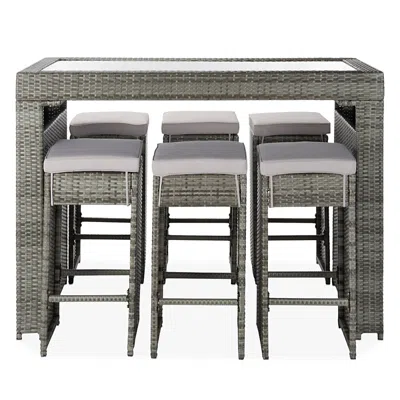 Safavieh Horus Seven Piece Outdoor Dining Set In Gray