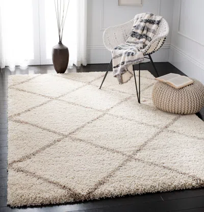 Safavieh Hudson Shag Machine Made Area Rug, Ivory / Beige Shag Flokati Style Easy Care In Neutral