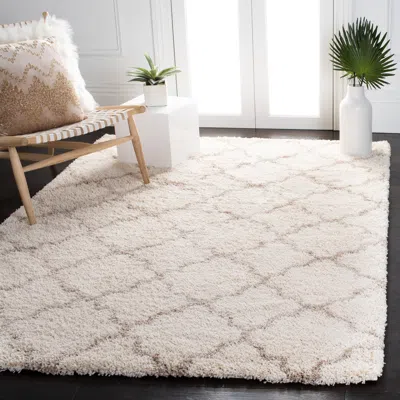 Safavieh Hudson Shag Machine Made Area Rug, Ivory / Beige Shag Flokati Style Easy Care In Neutral
