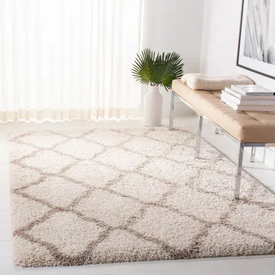 Safavieh Hudson Shag Machine Made Area Rug, Ivory / Beige Shag Flokati Style Easy Care In Neutral