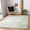 Safavieh Hudson Shag Machine Made Area Rug, Ivory / Green Shag Flokati Style Easy Care In White