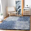 Safavieh Hudson Shag Machine Made Area Rug, Navy / Ivory Shag Flokati Style Easy Care In Blue