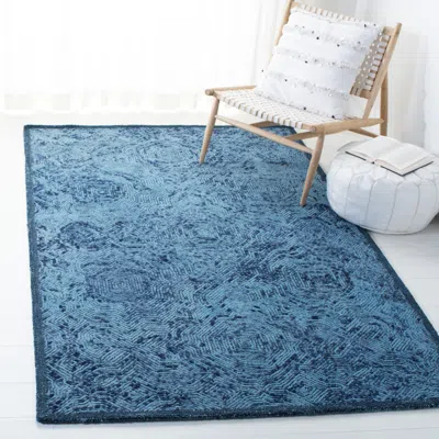 Safavieh Ikat Hand Made Area Rug, Dark Blue Contemporary Style Non-shedding