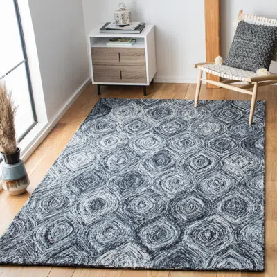 Safavieh Ikat Hand Made Area Rug, Grey Contemporary Style Non-shedding In Blue
