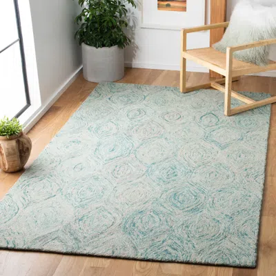 Safavieh Ikat Hand Made Area Rug, Ivory / Sea Blue Contemporary Style Non-shedding