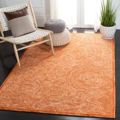 Safavieh Ikat Hand Made Area Rug, Rust Contemporary Style Non-shedding In Orange