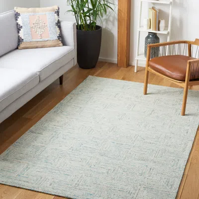 Safavieh Ikat Hand Made Area Rug, Teal / Grey Contemporary Style Non-shedding In Blue