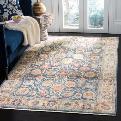 Safavieh Illusion Machine Made Area Rug, Blue / Creme Traditional Style Easy Care In Multi