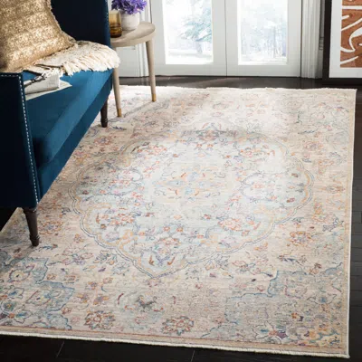 Safavieh Illusion Machine Made Area Rug, Light Blue / Cream Traditional Style Easy Care In Neutral