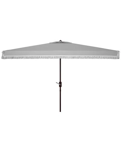 Safavieh Indoor/outdoor Milan 6.5x10 Rect Umbrella In Grey