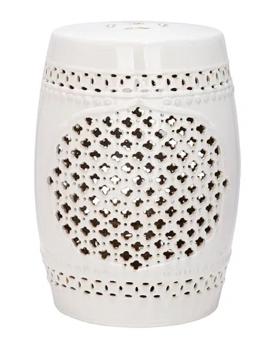 Safavieh Quatrefoil Garden Stool In Cream