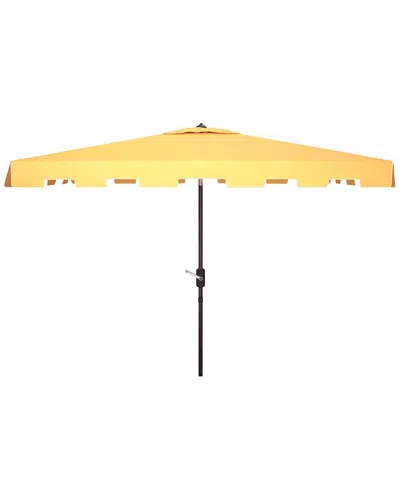 Safavieh Indoor/outdoor Zimmerman 6.5x10 Rect Umbrella In Yellow