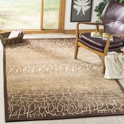 Safavieh Ipswich Hand Knotted Wool Pile Abstract Rug In Brown;beige