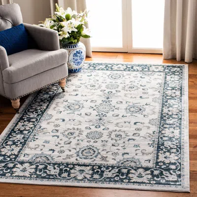 Safavieh Isabella Machine Made Area Rug, Cream / Navy Traditional Style Easy Care In Multi