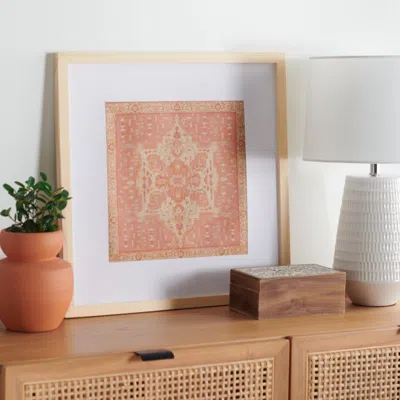 Safavieh Ishtar 18x18" Framed Textile In Gold