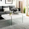 Safavieh Jacob Rectangular Glass Leg Modern Coffee Table In White