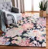 Safavieh Jardin Hand Made Area Rug, Charcoal / Red Country Floral Style Non-shedding In Multi