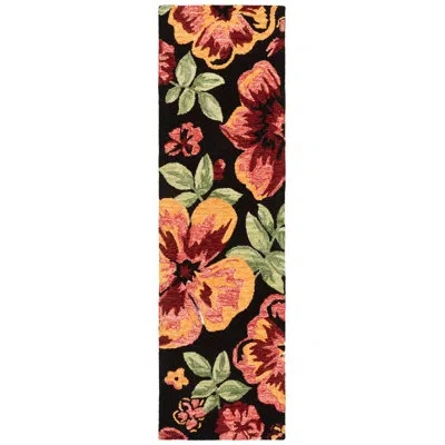 Safavieh Jardin Hand Tufted Wool; Cotton Floral Indoor Rug In Black,red