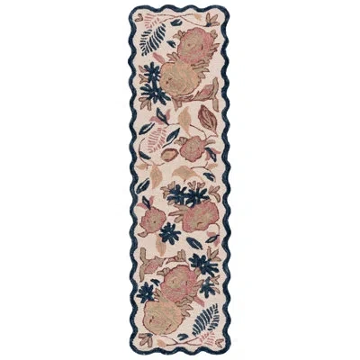 Safavieh Jardin Hand Tufted Wool; Cotton Floral Indoor Rug In Ivory,blue