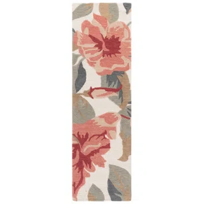 Safavieh Jardin Hand Tufted Wool; Cotton Floral Indoor Rug In Ivory,pink